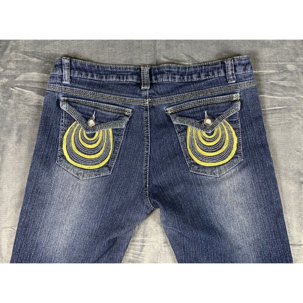 I Love Harlem Women's Size 7 Embroidered Stretch Skinny Denim Jeans - Picture 3 of 10
